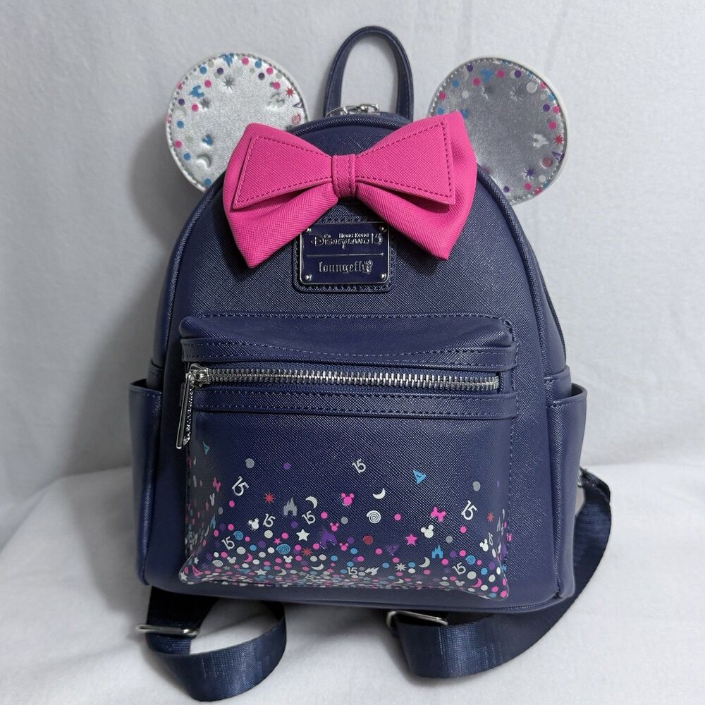 Loungefly Hong Kong Disneyland 15th Anniversary Exclusive Mini Backpack Purse - Picture 1 of 11